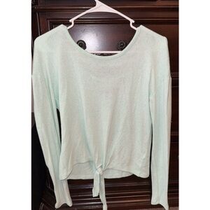 Crave Fame Blue Long Sleeve Tie Front Blouse